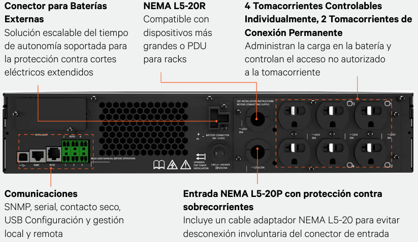 UPS VERTIV 2kVA-1.8kW 120V ONLINE GXT5-2000LVRT2UXL - Imagen 3